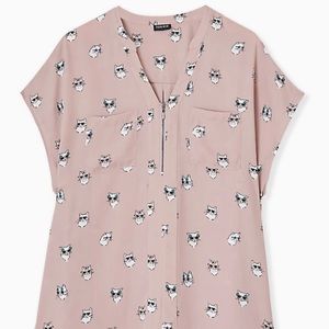 Torrid size 1 (14/16) Cat Print Georgette blouse